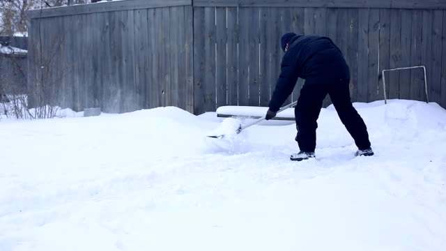 Work-after-snowy-night.-Man-with-a-shovel-removing-the-snow-from-his-yard-on-a-cold-snowy-morning
