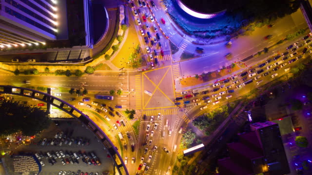 Nacht-Kuala-Lumpur-Verkehr-Kreuzung-aerial-Panorama-Zeitraffer-4k-Malaysia
