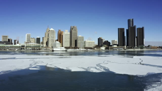 Detroit-Michigan-Aerial-Waterfront-Winter