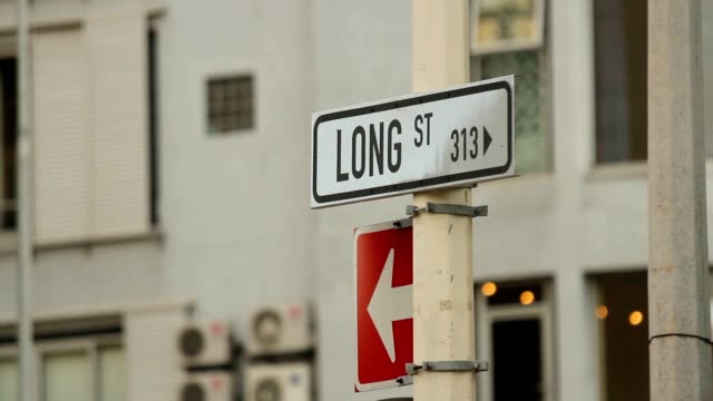 Hand-held-shot-of-a-street-sign-for-Long-Street-in-Cape-Town,-South-Africa