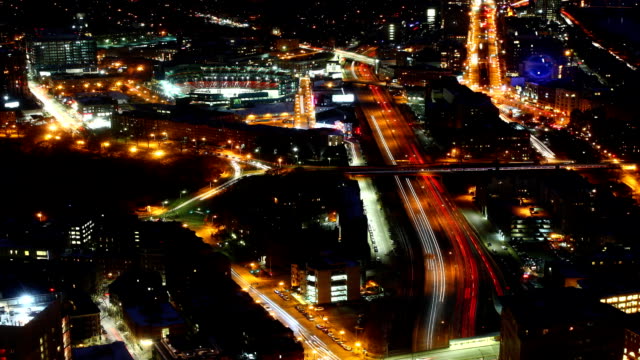 Aerial-timelapse-view-of-the-Boston-Skyline-at-night