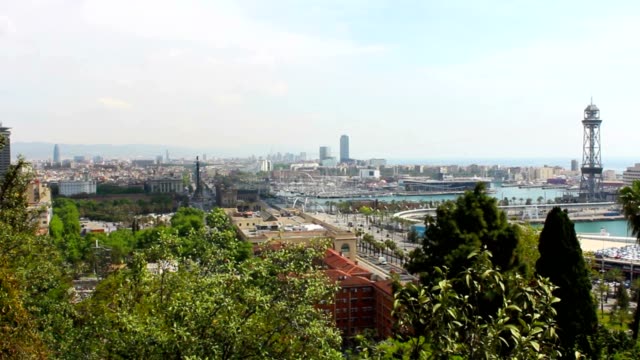 Barcelona-Spanien-Panorama-Sicht,-Zeitraffer