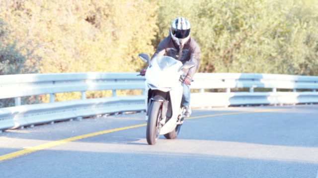 Man-riding-on-a-white-sports-motorcycle