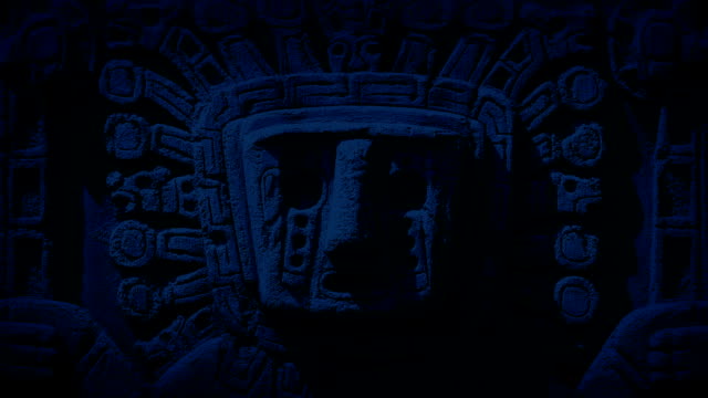 Ancient-Aztec-Carving-At-Night