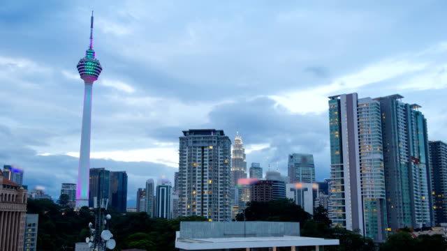 Sonnenuntergang-mit-Blick-auf-Kuala-Lumpur-Stadtansichten-timelapse