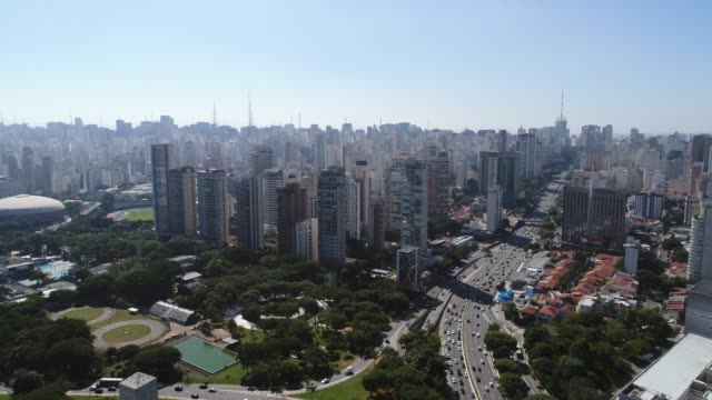 Vista-aérea-de-Ibirapuera,-Sao-Paulo,-Brasil