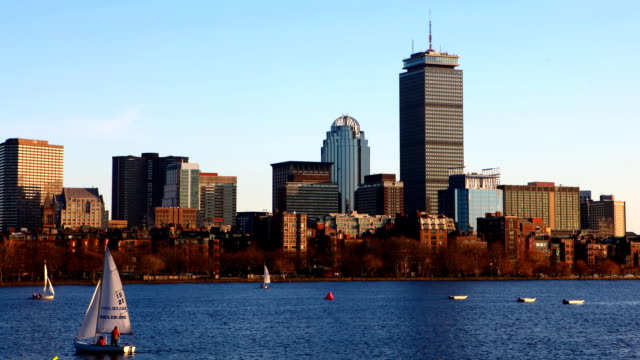 Timelapse-Boston-Skyline-über-den-Hafen