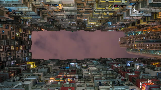 4K.Time-lapse-Old-community,-Dense-residential-building-and-view-colorful-apartment-building-at-Hong-Kong-City