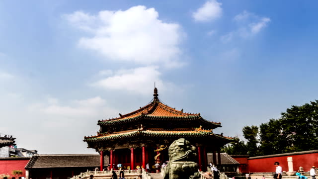 Shenyang,China-Aug-1,2014:-Walking-from-left-to-right,the-famous-Dazheng-Hall-in-Forbidden-City-of-Shenyang,-China