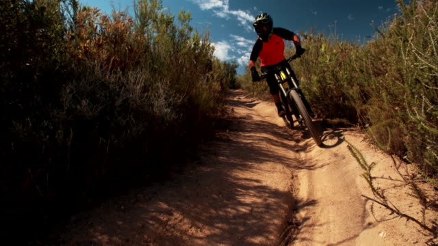 Mountain-biker-on-a-cross-country-back-road-trail