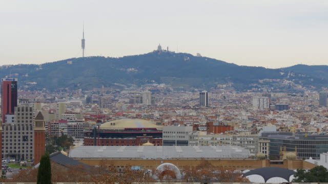barcelona-day-time-panorama-view-tibidabo-mountain-4k-spain