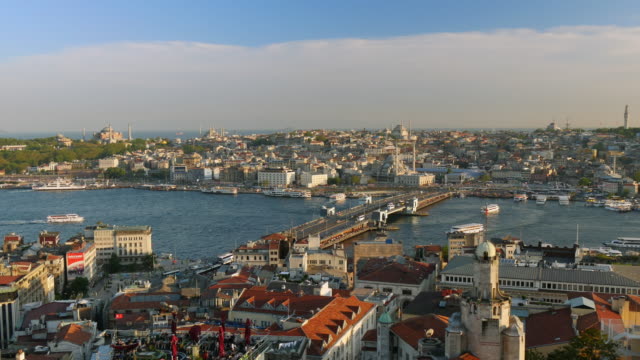 Tiro-de-alta-calidad-del-Panorama-puesta-del-sol-de-Estambul.-Vista-desde-la-torre-de-Gálata