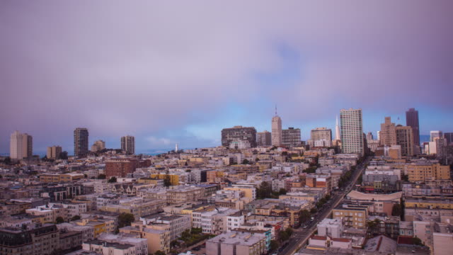 Zeitraffer---Panoramablick-über-die-Innenstadt-von-San-Francisco---4K