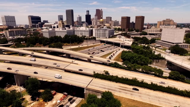 Atlanta-Georgia-Rush-Hour-Traffic-Dusk-Downtown-City-Skyline