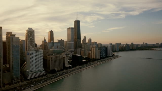 Chicago-Skyline---Sunset---Aerial