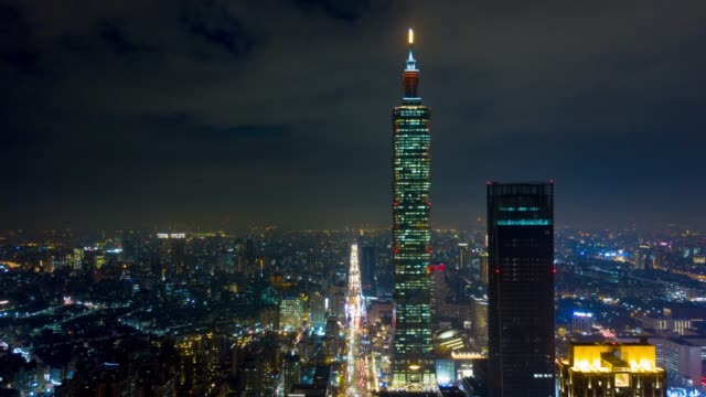 noche-iluminada-taipei-ciudad-famosa-Torre-panorama-aéreo-4k-timelapse-Taiwán