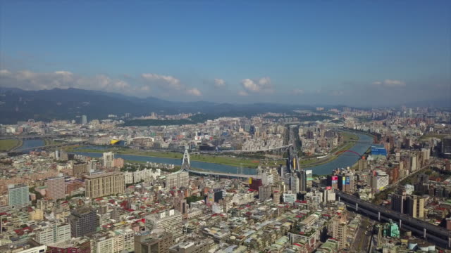 taiwan-taipei-cityscape-sunny-day-traffic-road-aerial-panorama-4k