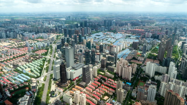 Aerial-angle-view-of-modern-cityscape