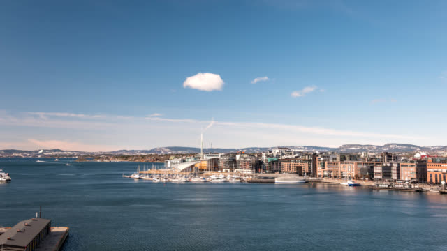 Lapso-de-tiempo-de-Noruega-Oslo-4K,-timelapse-del-skyline-de-ciudad-en-el-puerto