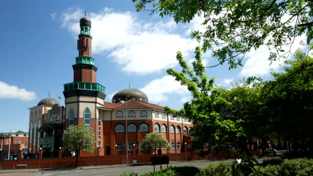 Mezquita-islámico-en-Birmingham,-Inglaterra.