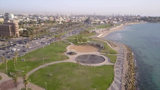israel,-Tel-aviv-coast,-Arieal-view