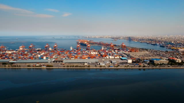 Fracht-Industriehafen-Luftbild.-Manila,-Philippinen