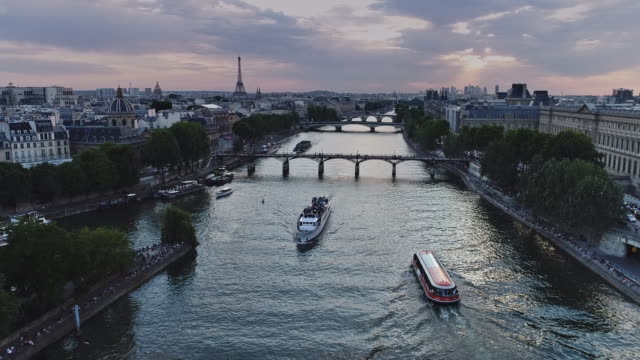 Paris-Antenne-Seine-Fluss-Sonnenuntergang-Frankreich