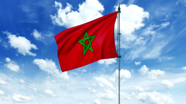 Marokko-Flagge-Animation,-alpha-Kanal