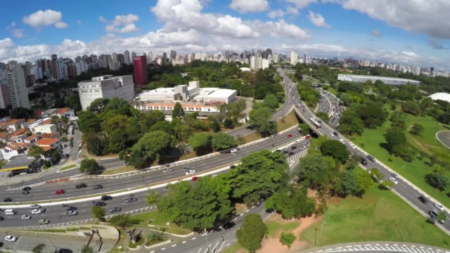 Vista-aérea-de-Ibirapuera,-Sao-Paulo,-Brasil