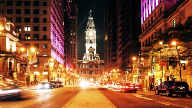 4K-noche-timelaspe-de-calles-de-Philadelphia