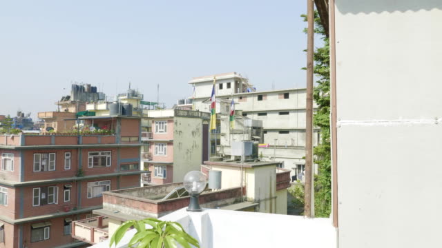 Panoramablick-über-die-Stadt-Kathmandu-mit-Dächern,-Nepal.