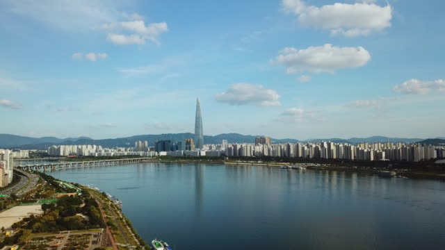 Vista-aérea-en-Seúl-Skyline,-Corea-del-sur.
