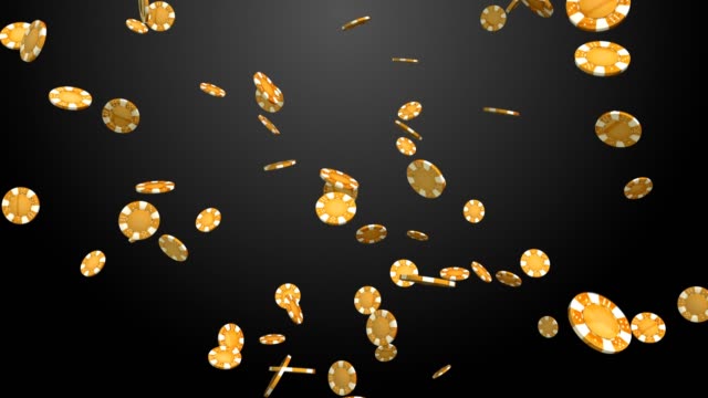 Falling-gold-casino-chips-on-gray-background-semless-loop-animation