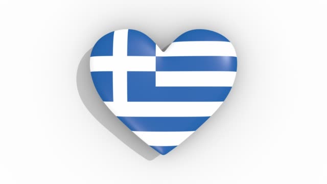 Herz-in-den-Farben-der-Flagge-von-Griechenland-Impulsen,-Schleife