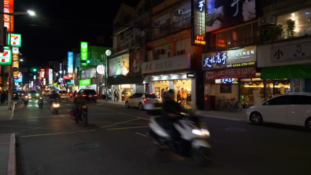 night-time-illuminated-taipei-city-traffic-street-panorama-4k-taiwan
