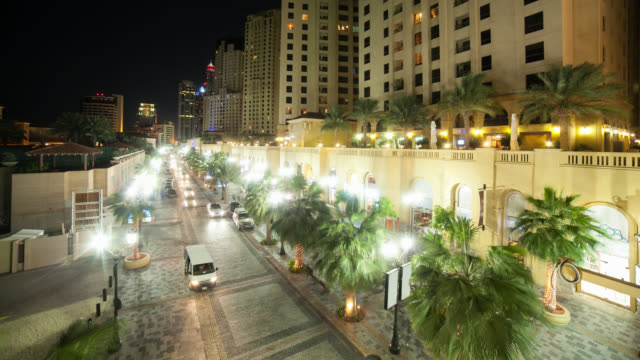4-k-Zeitraffer-von-dubai-marina-in-den-Vereinigten-Arabischen-Emiraten-walking-street