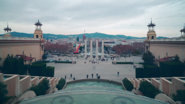 barcelona-royal-national-palace-view-on-plaza-de-espana-4k-time-lapse