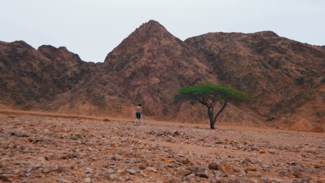 Mujer-videógrafo-con-trípode-en-el-desierto-de-Egipto