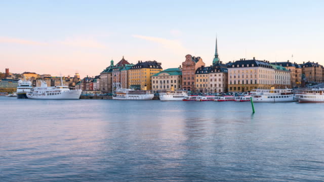 Time-Lapse-video-of-Stockholm-city-day-to-night-in-Sweden,-Timelapse-4k