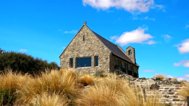 Kirche-des-guten-Hirten,-Tekapo,-Neuseeland-Lake