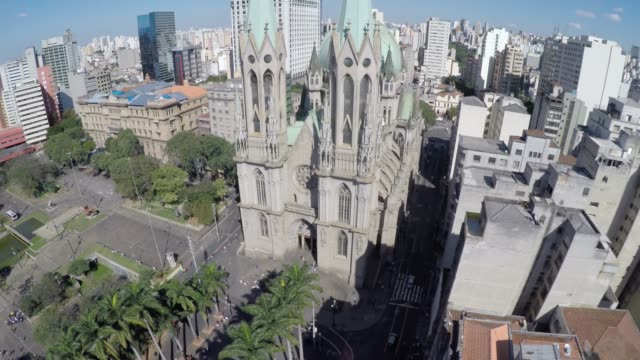 Vista-aérea-de-la-Catedral,-Sao-Paulo,-Brasil