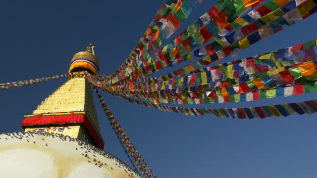 Boudhanath-stupa-en-Katmandú,-Nepal-al-amanecer.-UHD,-4K