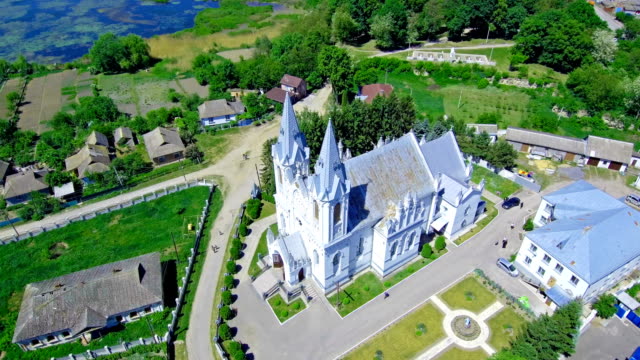 Catholic-Church-view-from-the-dron-camera-The-camera-opens-up-and-overlooks-the-city
