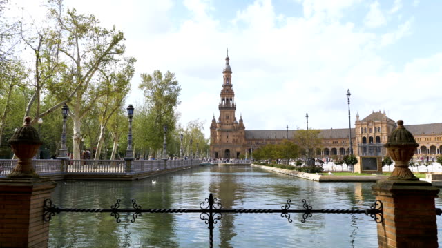 Beautiful-View-of--Plaza-Espana---Sevilla,-Spain