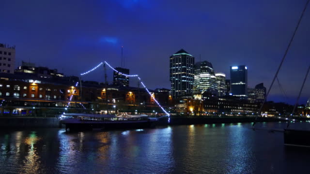 Night-view-in-Puerto-Madero,-Buenos-Aires,-Argentina