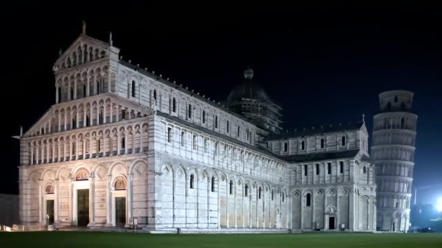 Pisa-Cathedral-And-Leaning-Tower-By-Night