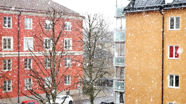 Schnee-in-Stockholm-Straße