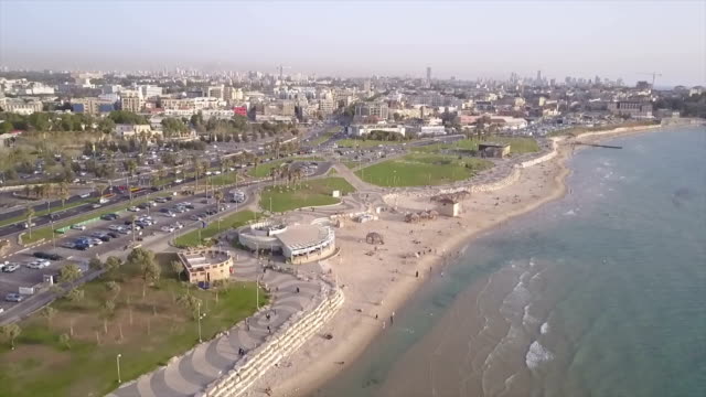 Israel,-Tel-Aviv-Küste,-Arieal-Blick