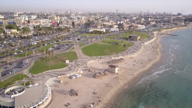 israel,-Tel-aviv-coast,-Arieal-view