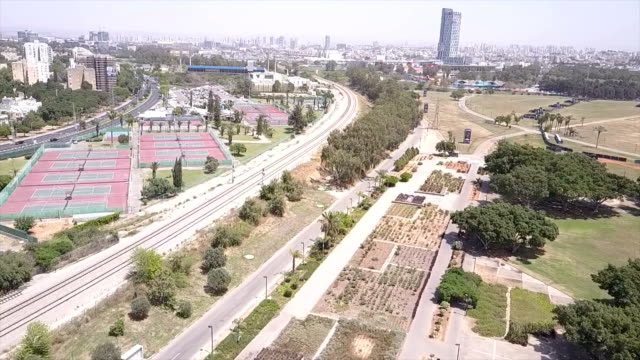 Israel,-Tel-Aviv,-Tennisplätze,-Arieal-Blick